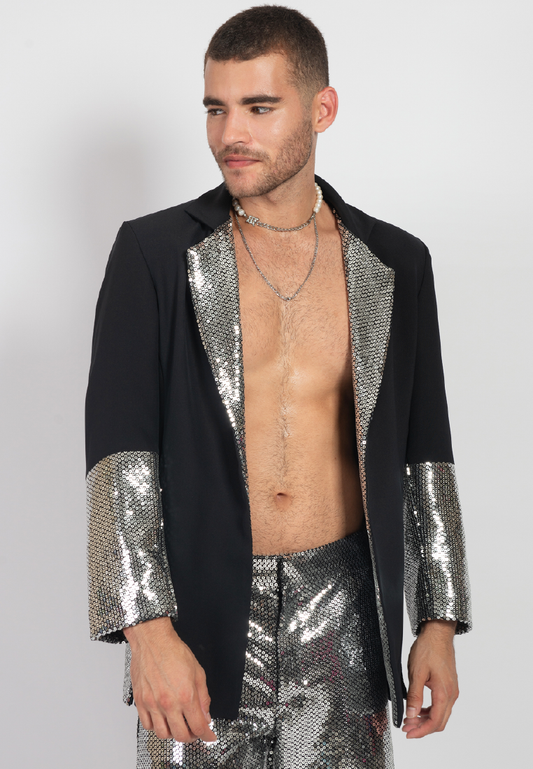 OCWA GABRIEL BLACK MIXED SEQUIN BLAZER