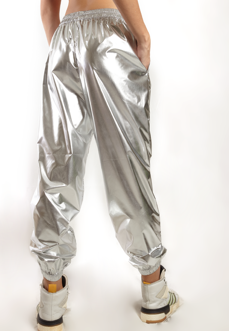 OCWA GALAXY SILVER METALLIC JOGGER PANTS