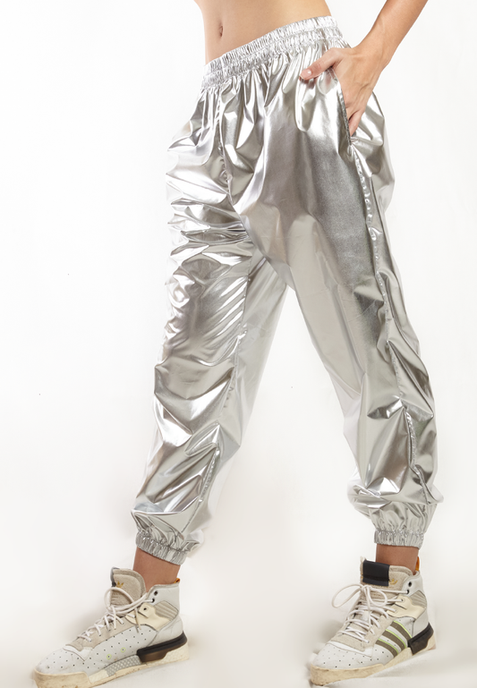 OCWA GALAXY SILVER METALLIC JOGGER PANTS