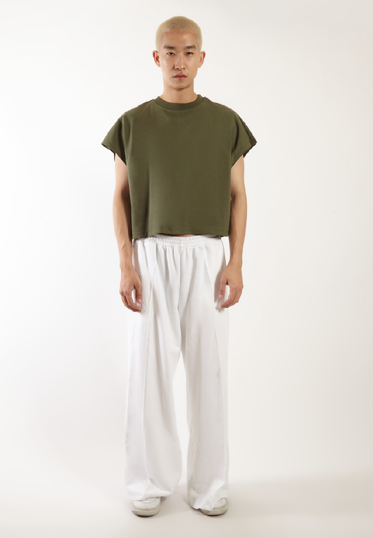 OCWA GAVIN OVERSIZED CROP MUSCLE TEE ARMY GREEN