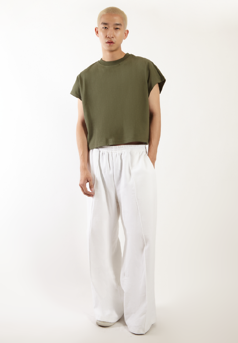 OCWA GAVIN OVERSIZED CROP MUSCLE TEE ARMY GREEN