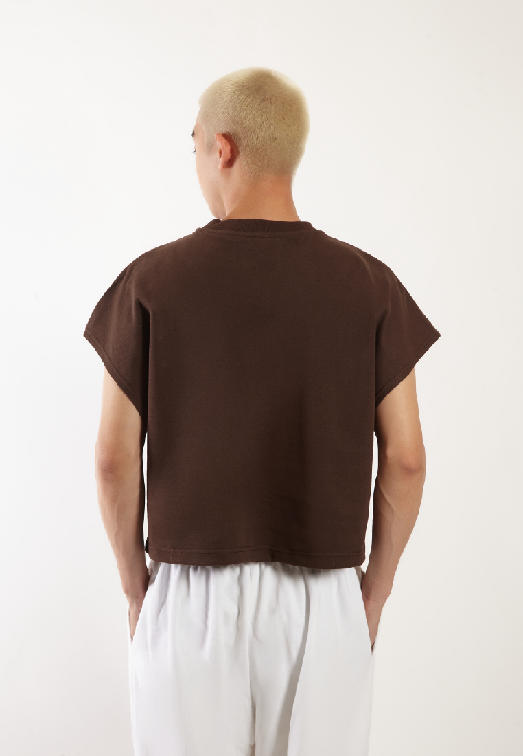 OCWA GAVIN OVERSIZED CROP MUSCLE TEE DARK BROWN