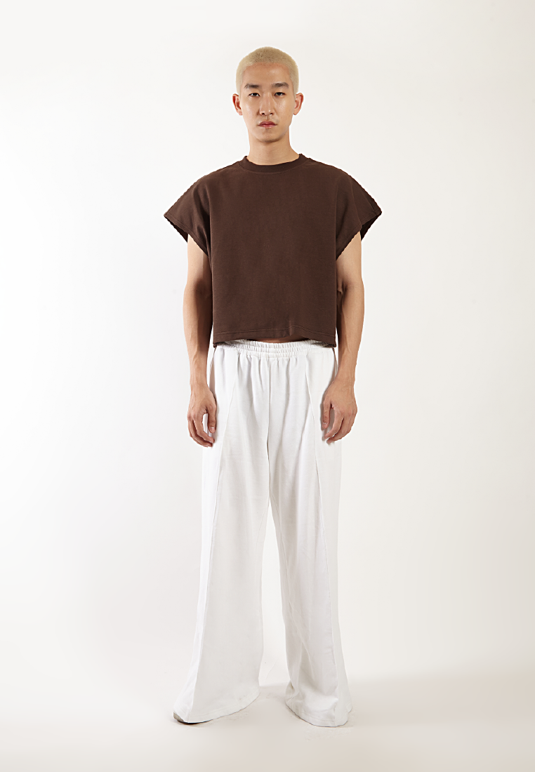 OCWA GAVIN OVERSIZED CROP MUSCLE TEE DARK BROWN