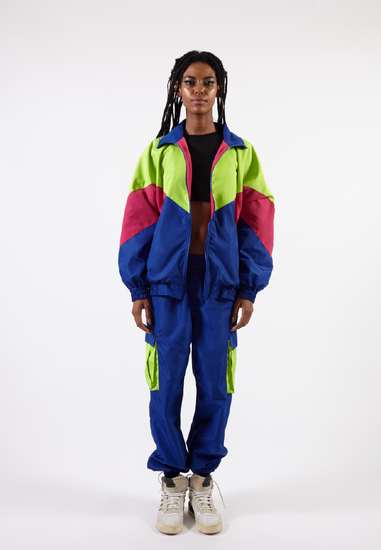 OCWA GEN NEON GREEN PINK ELECTRIC BLUE OVERSIZED 80'S INSPIRED JACKET