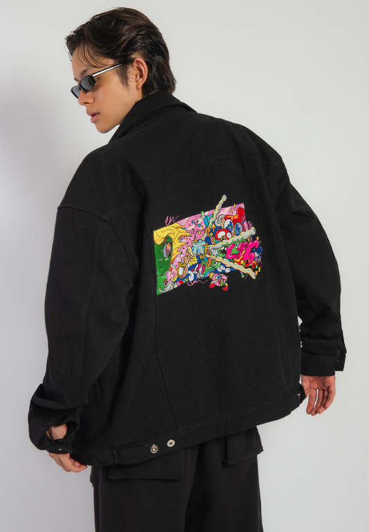 OCWA X REDMILLER FREEDOM OF LIFE DENIM JACKET BLACK