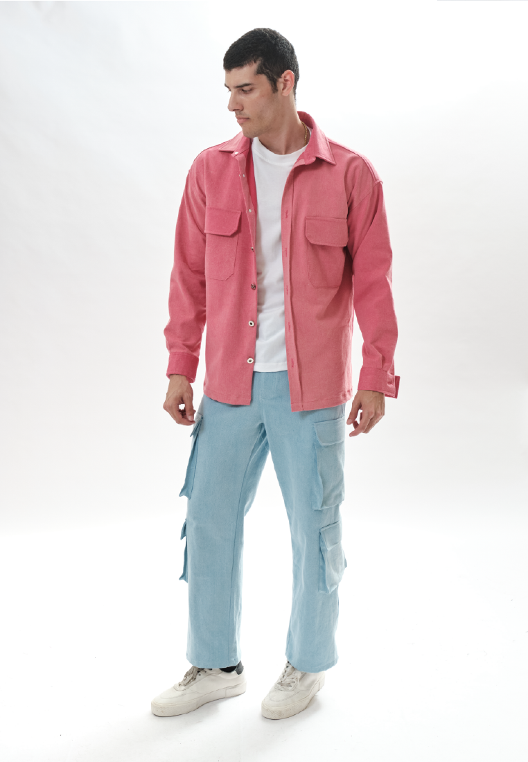 OCWA JAMIE OVERSIZED WASHED PINK DENIM SHIRT