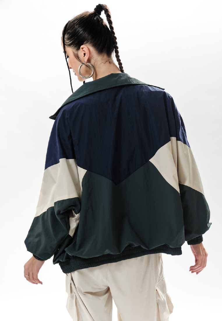 OCWA JEFFREY NAVY FOREST GREEN CREAM 80'S INSPIRED OVERSIZED JACKET