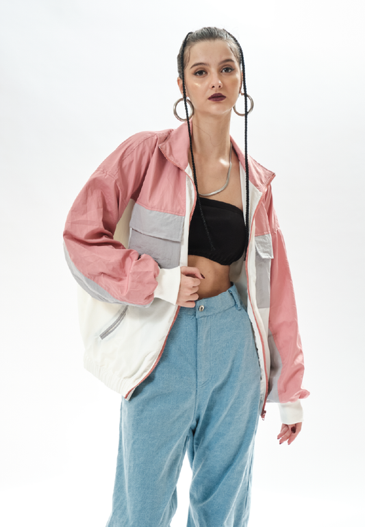 OCWA JENNIFER COLORBLOCK WHITE PINK WATERPROOF JACKET