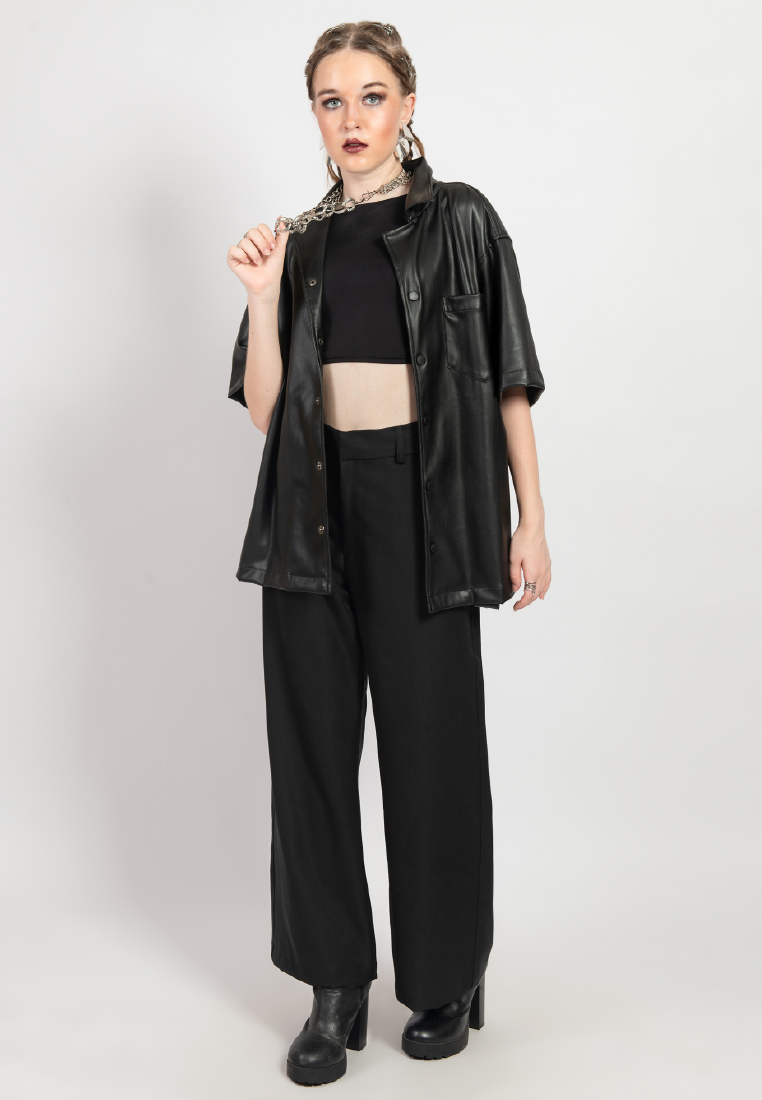 OCWA OVERSIZED JOSE BLACK LEATHER SHIRT