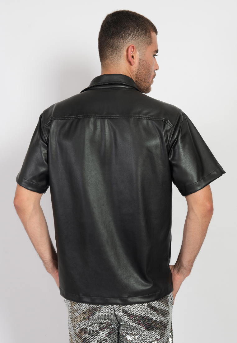 OCWA OVERSIZED JOSE BLACK LEATHER SHIRT