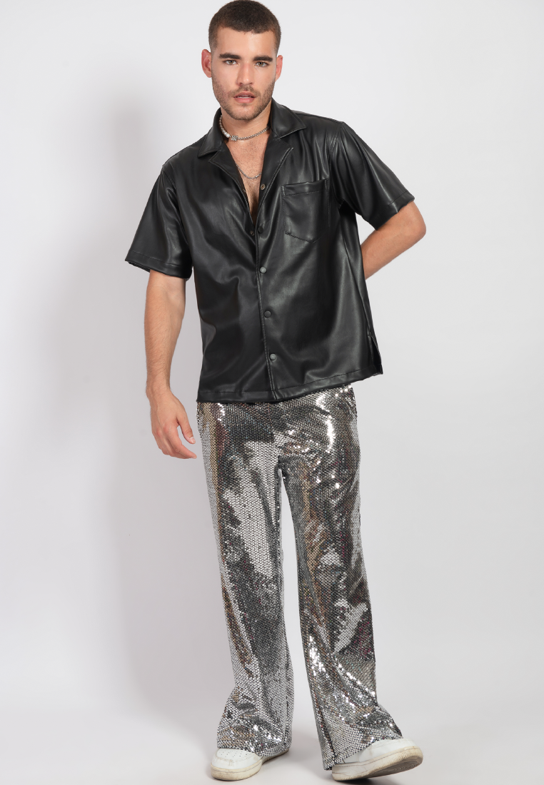 OCWA OVERSIZED JOSE BLACK LEATHER SHIRT