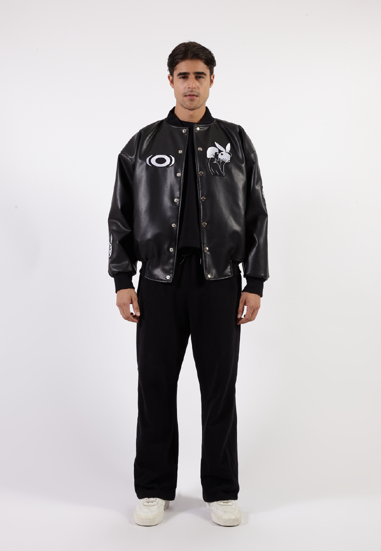 OCWA X BOP! OVERSIZED WE CAN F*CK LATER VARSITY LEATHER JACKET