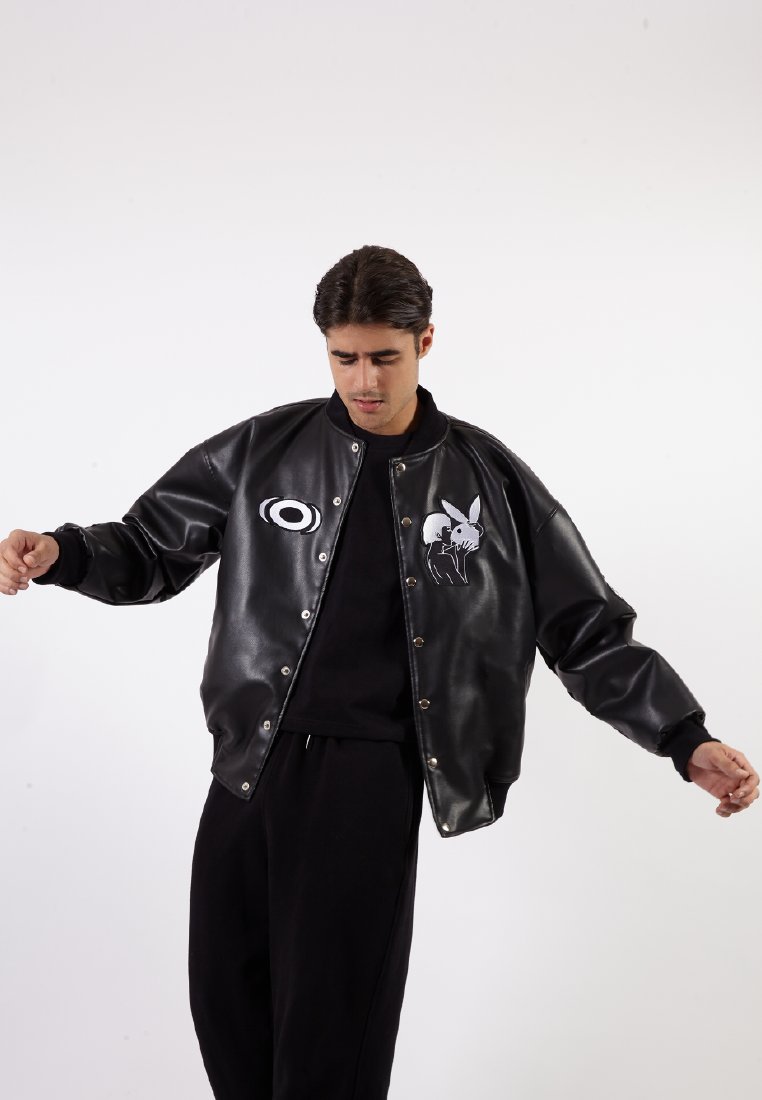 OCWA X BOP! OVERSIZED WE CAN F*CK LATER VARSITY LEATHER JACKET