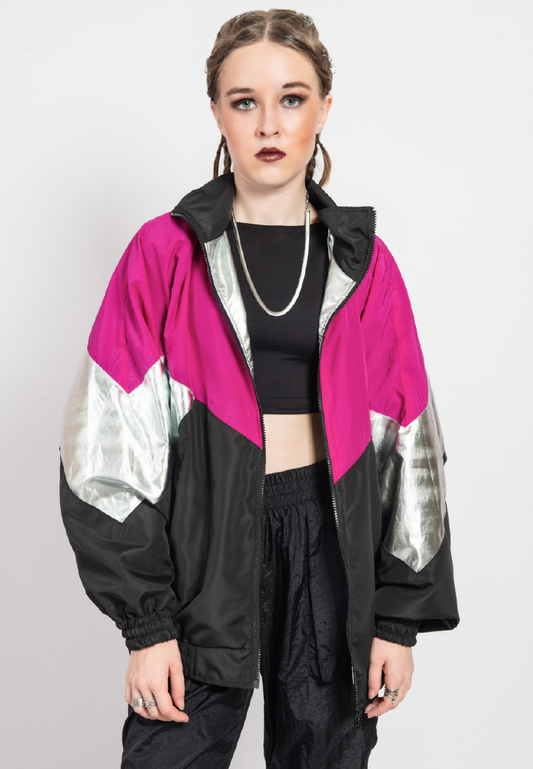 OCWA KLEIN BLACK PINK SILVER OVERSIZED 80'S INSPIRED JACKET