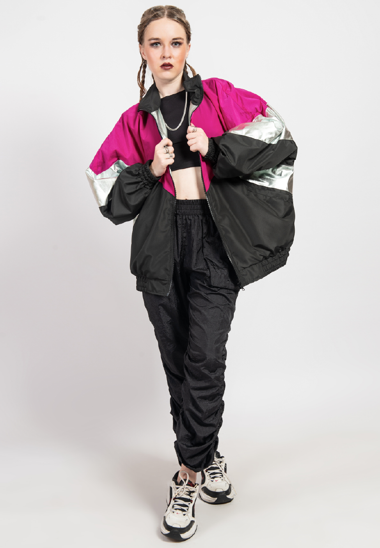 OCWA KLEIN BLACK PINK SILVER OVERSIZED 80'S INSPIRED JACKET