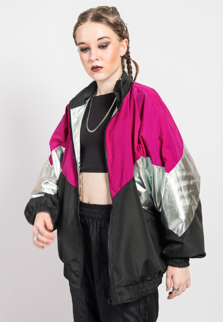 OCWA KLEIN BLACK PINK SILVER OVERSIZED 80'S INSPIRED JACKET