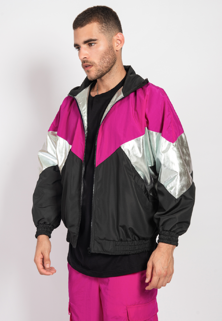 OCWA KLEIN BLACK PINK SILVER OVERSIZED 80'S INSPIRED JACKET MEN