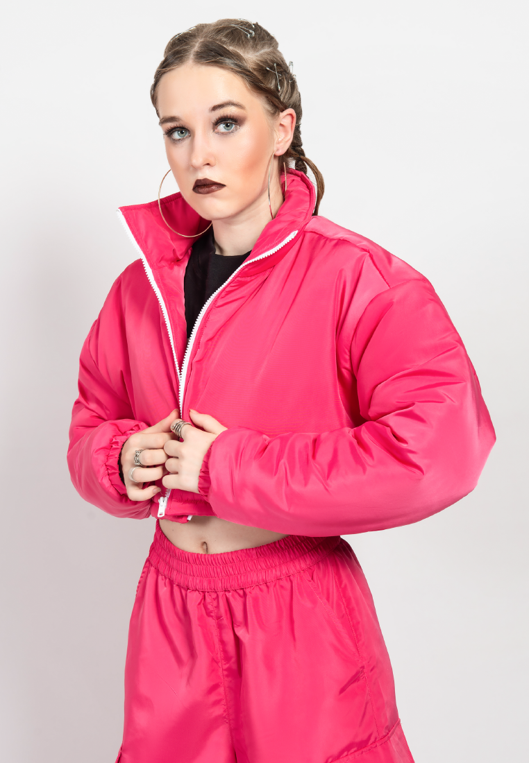 OCWA KOKA CROP WATERPROOF PINK PUFFER JACKET