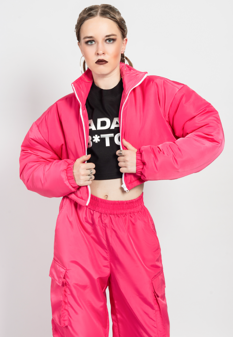 OCWA KOKA CROP WATERPROOF PINK PUFFER JACKET