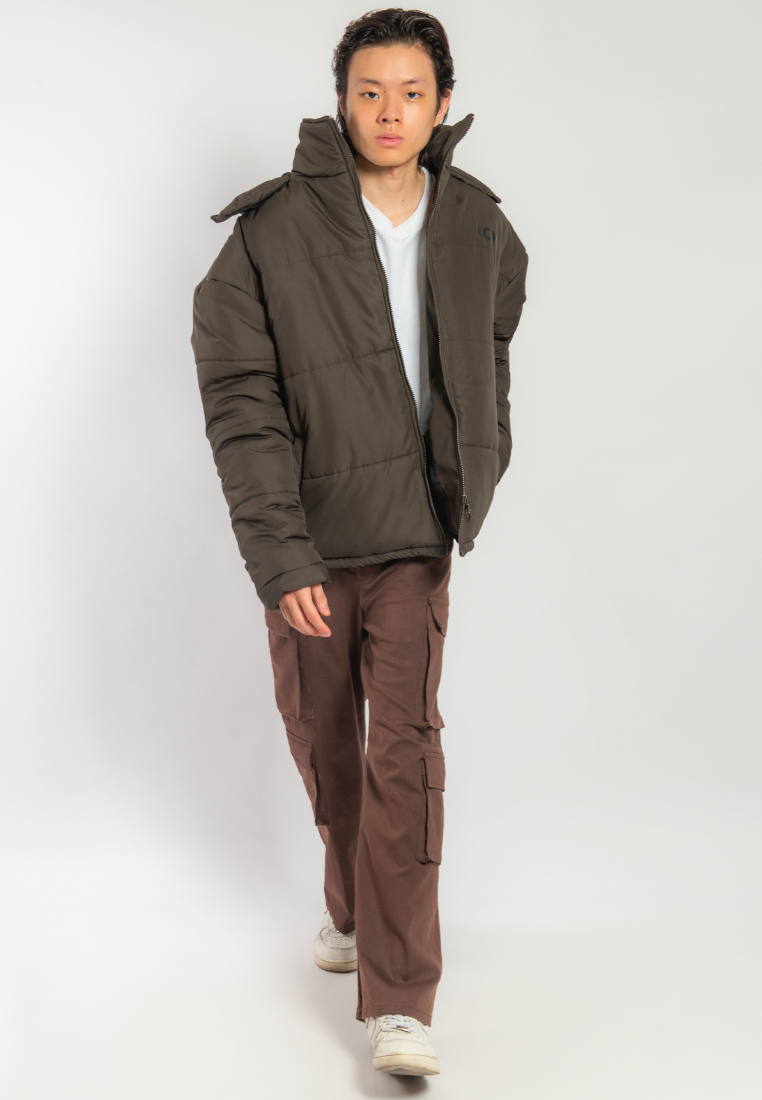 OCWA LEE PUFFER WATERPROOF DARK BROWN JACKET