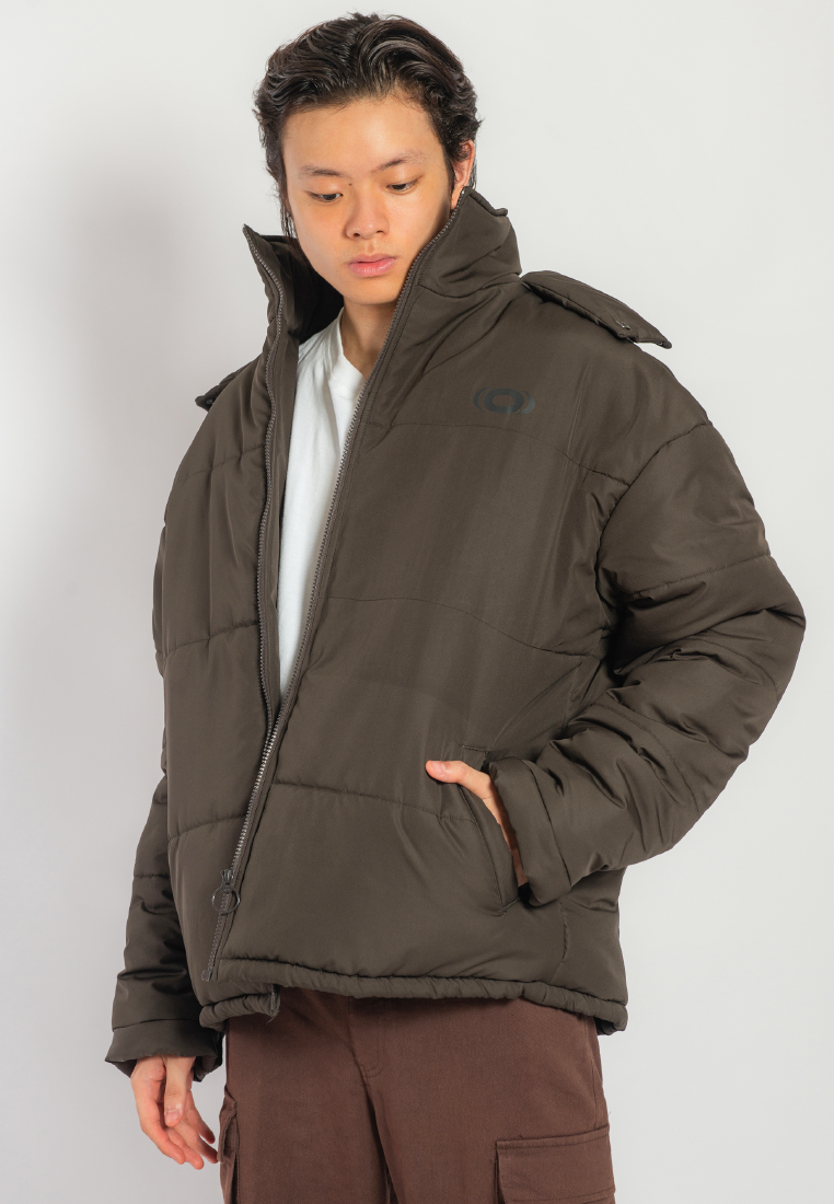 OCWA LEE PUFFER WATERPROOF DARK BROWN JACKET