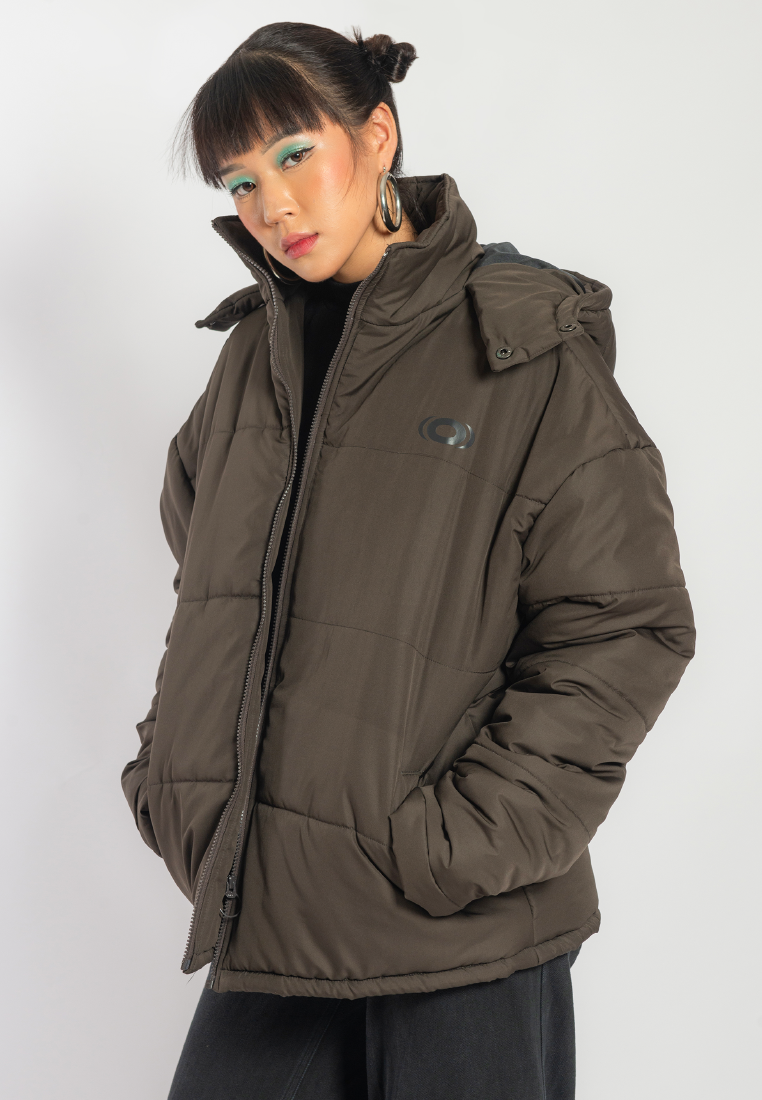 OCWA LEE PUFFER WATERPROOF DARK BROWN JACKET