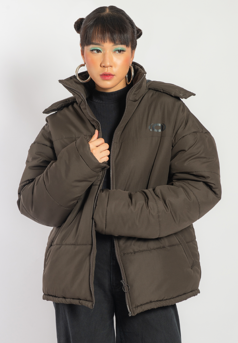 OCWA LEE PUFFER WATERPROOF DARK BROWN JACKET