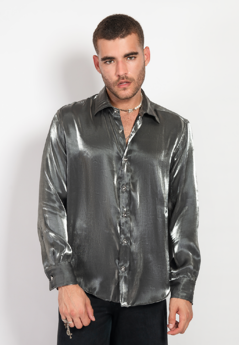 OCWA LEON SILVER BLACK SHINY GLAM SHIRT