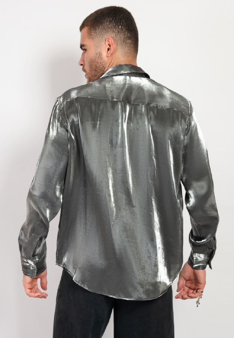 OCWA LEON SILVER BLACK SHINY GLAM SHIRT