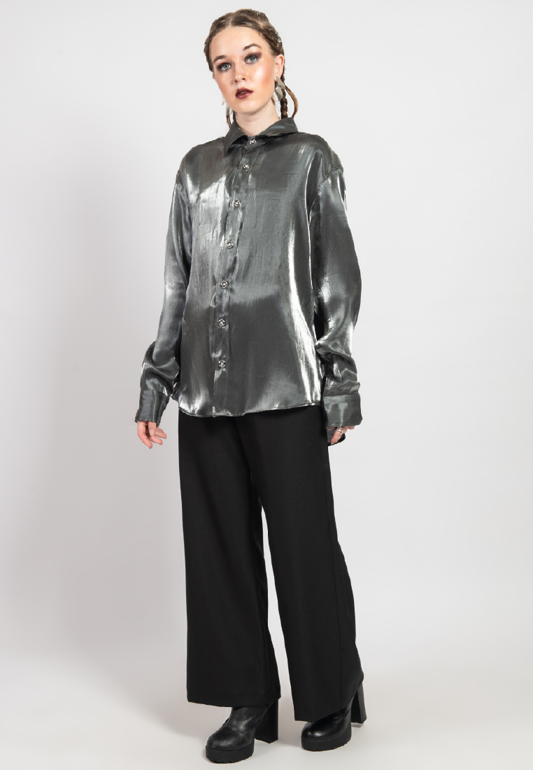 OCWA LEON SILVER BLACK SHINY GLAM SHIRT