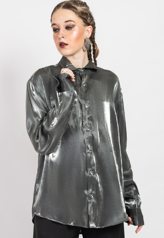 OCWA LEON SILVER BLACK SHINY GLAM SHIRT