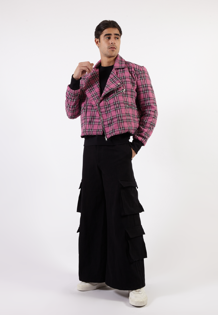 OCWA LOUIS PLAID TARTAN PINK BLACK JACKET