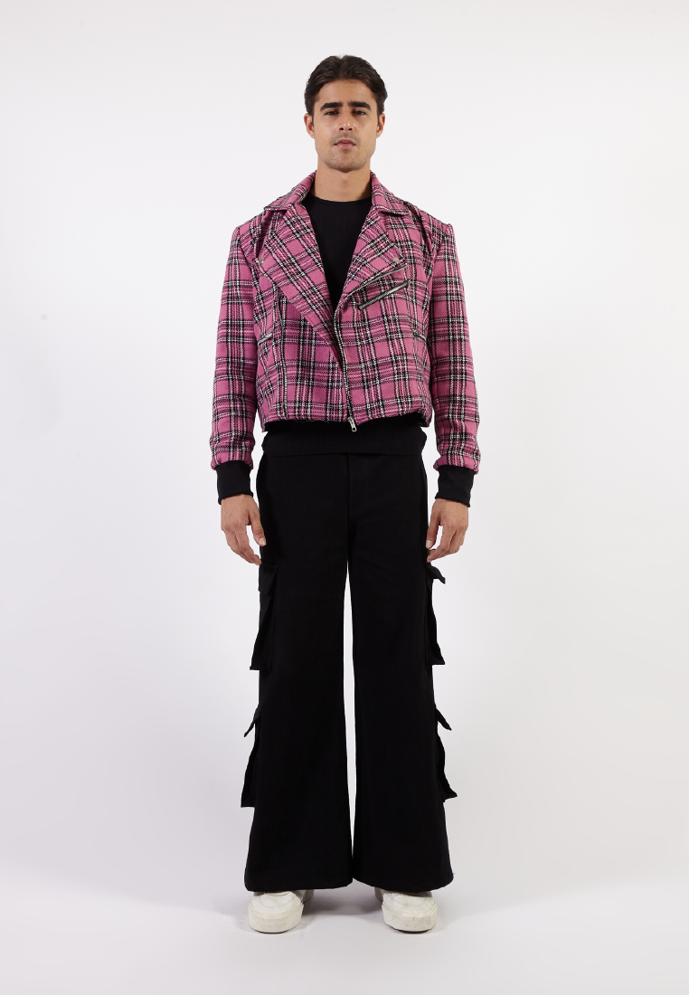 OCWA LOUIS PLAID TARTAN PINK BLACK JACKET