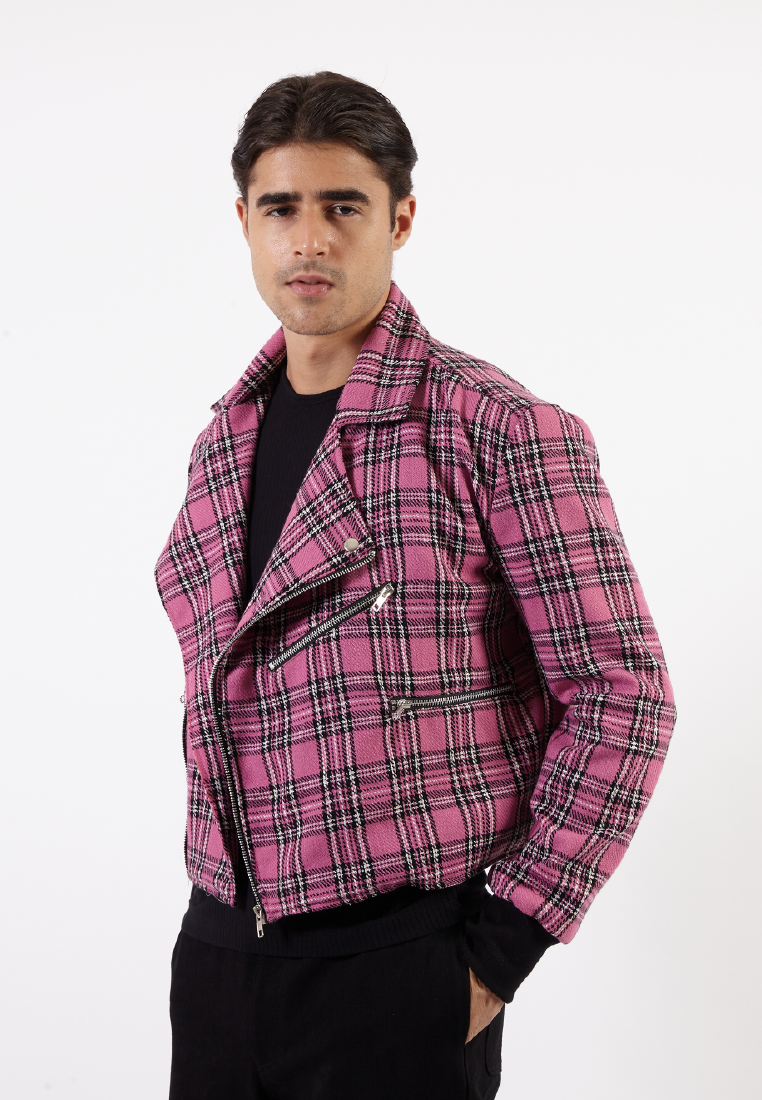 OCWA LOUIS PLAID TARTAN PINK BLACK JACKET