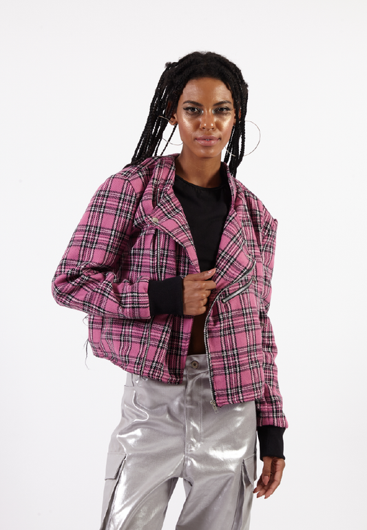 OCWA LOUIS PLAID TARTAN PINK BLACK JACKET