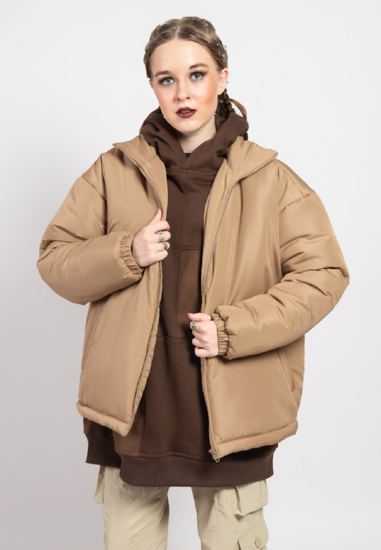 OCWA LOU LOU OVERSIZED WATERPROOF CARAMEL BROWN PUFFER JACKET