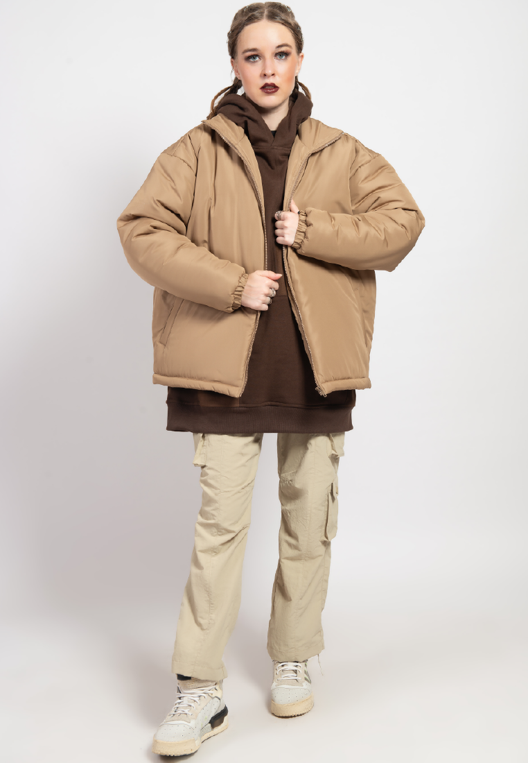 OCWA LOU LOU OVERSIZED WATERPROOF CARAMEL BROWN PUFFER JACKET