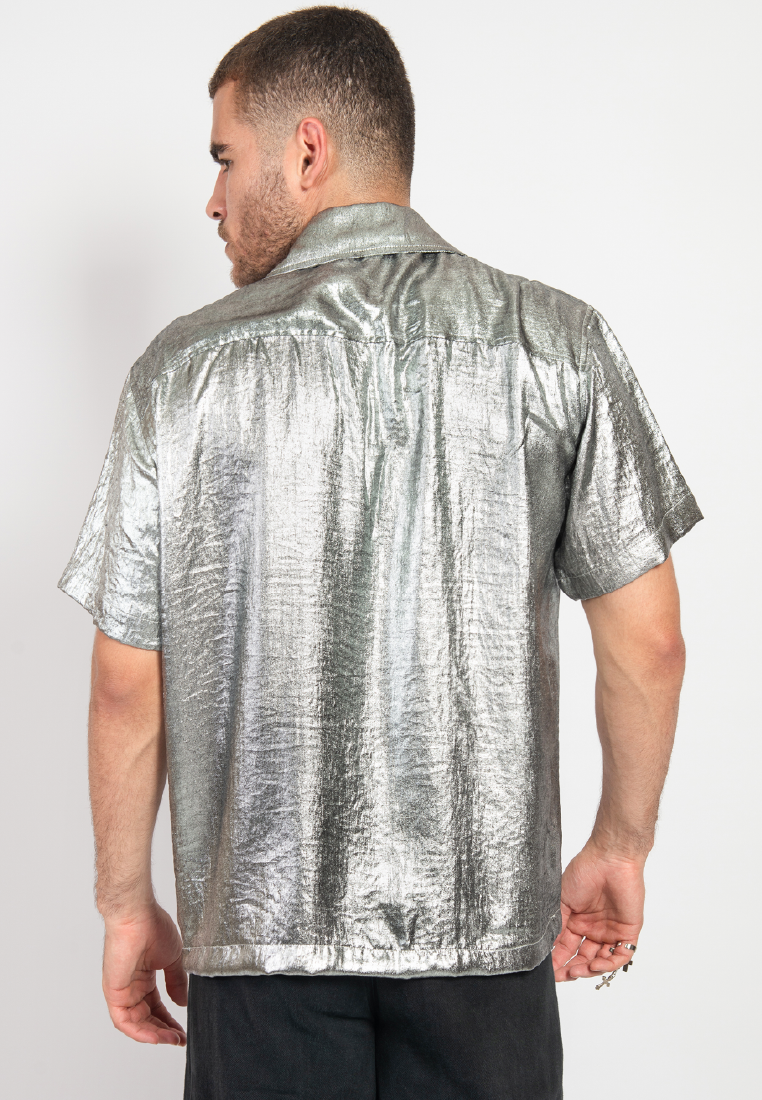 OCWA LOU OVERSIZED SILVER SHORT SLEEVE SHIRT