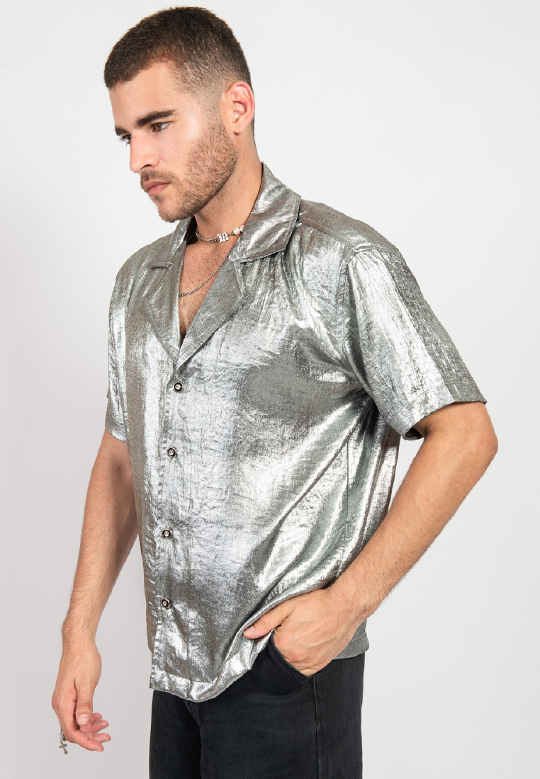 OCWA LOU OVERSIZED SILVER SHORT SLEEVE SHIRT