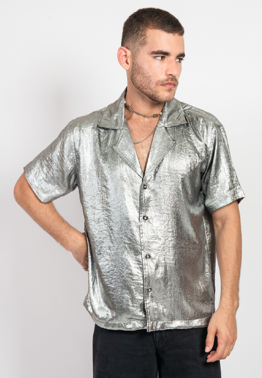 OCWA LOU OVERSIZED SILVER SHORT SLEEVE SHIRT