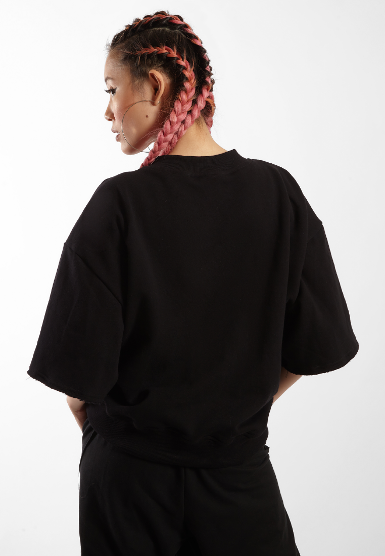 OCWA X VEDECI LUKE OVERSIZED SHORT SLEEVE SWEATER BLACK WOMAN