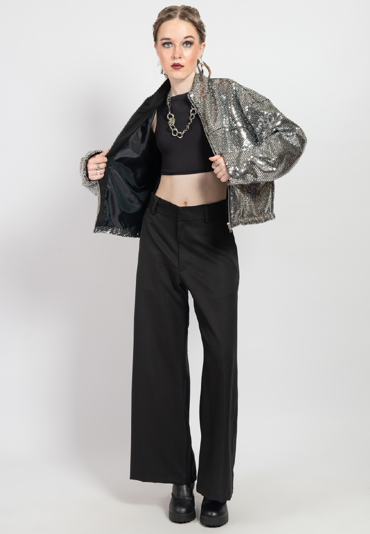 OCWA MAGIC SILVER SEQUIN CROP JACKET