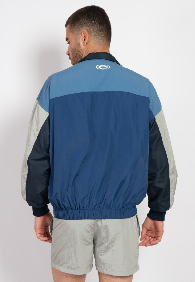 OCWA MARINE OVERSIZED WATER PROOF COLOR BLOCK JACKET BLUE NAVY SILVER