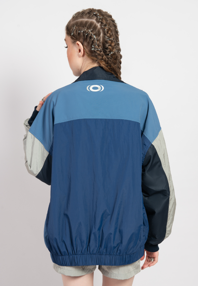 OCWA MARINE OVERSIZED WATER PROOF COLOR BLOCK JACKET BLUE NAVY SILVER