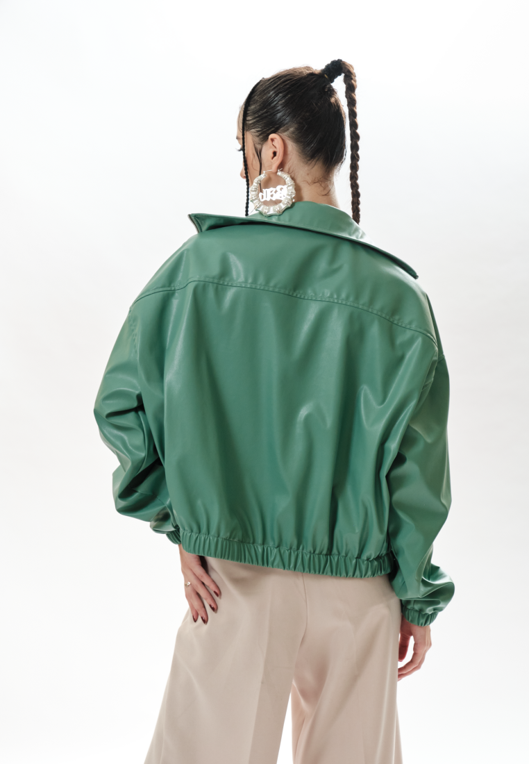 OCWA OVERSIZED MILAN FAUX SAGE GREEN LEATHER SHIRT