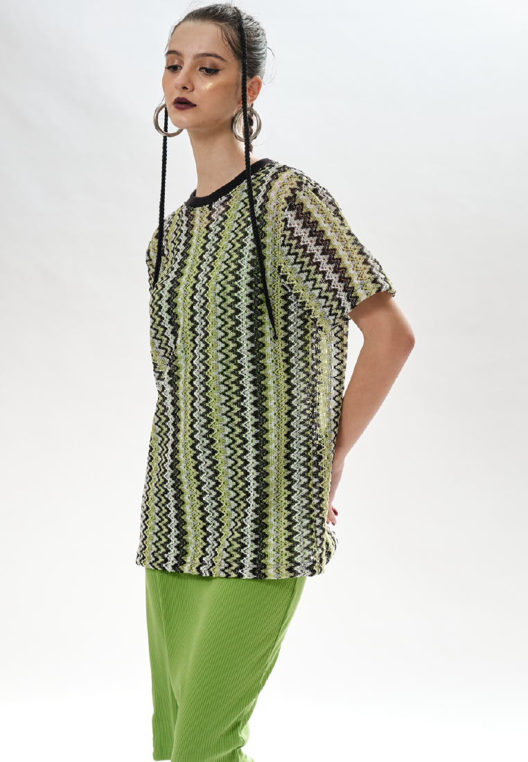 OCWA MILO KINT SHEER TOP WHITE NEON GREEN BLACK WOMAN