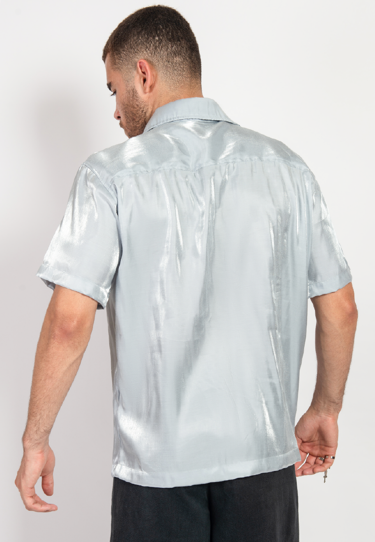 OCWA MOORE SILVER SHINY GLAM SHORT SLEEVE SHIRT