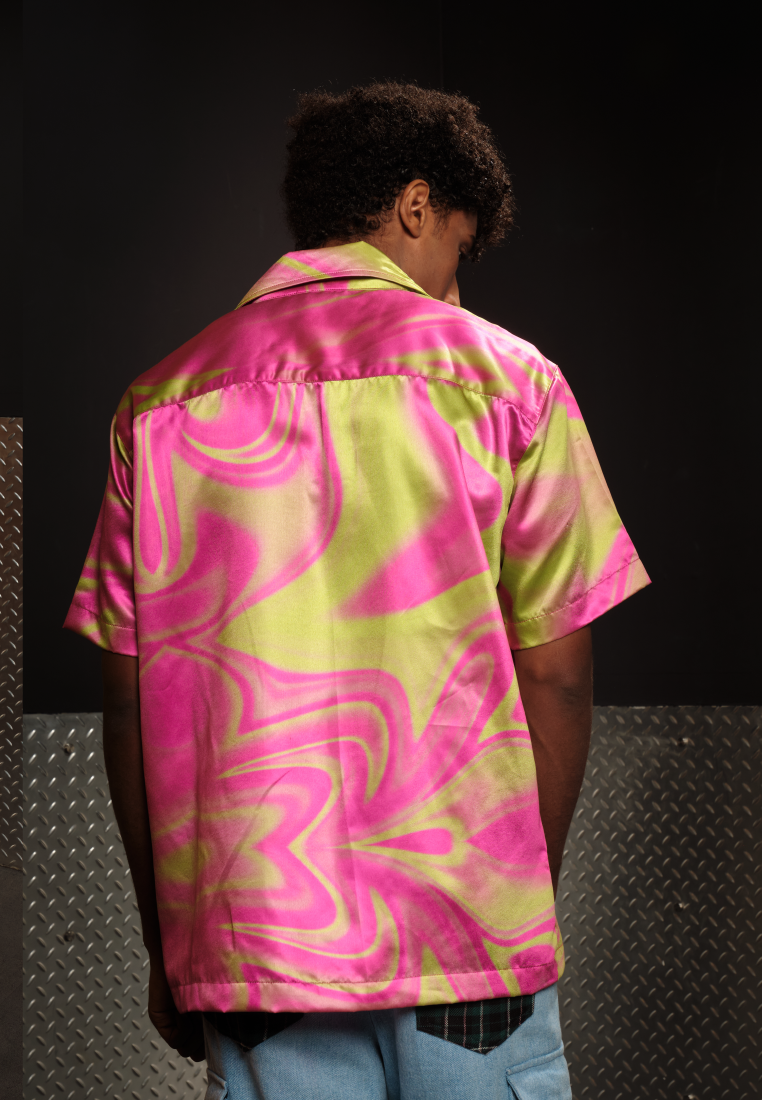 OCWA X POLKA TRIPPY PINK NEON GREEN SHORT SLEEVE SHIRT