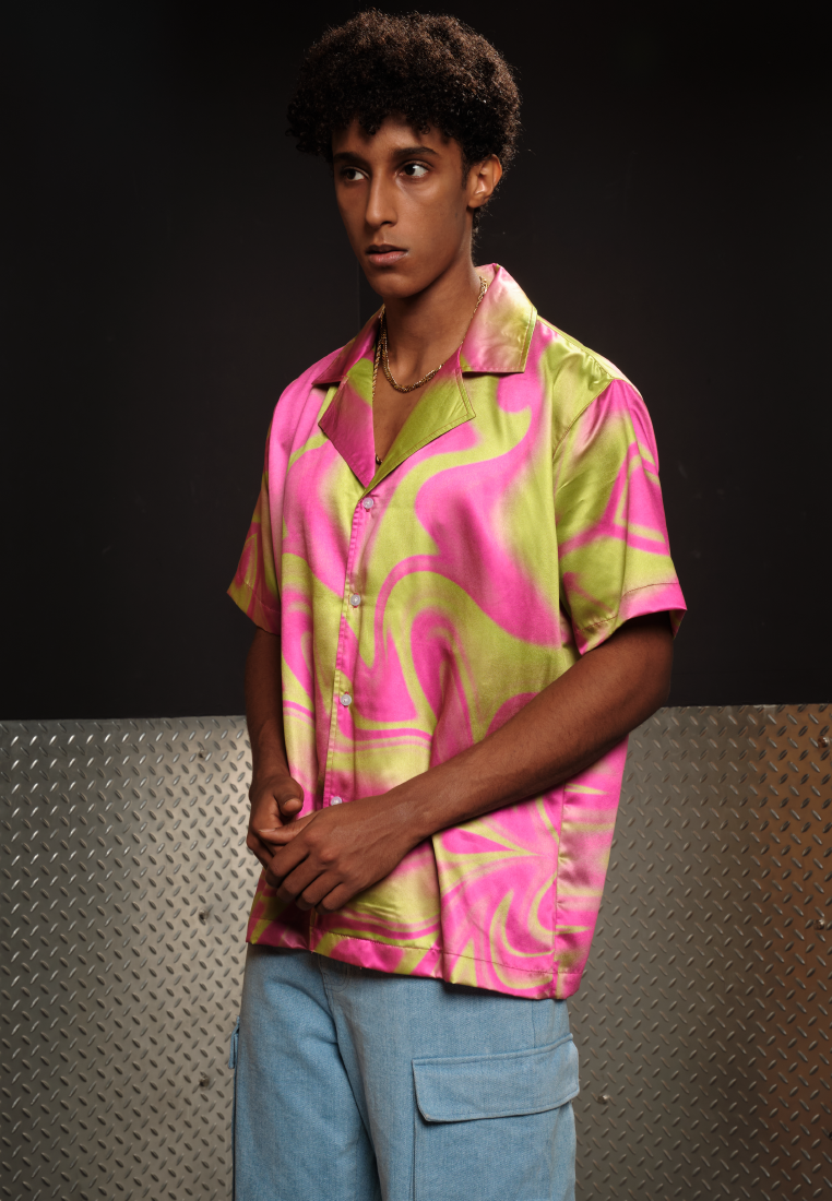 OCWA X POLKA TRIPPY PINK NEON GREEN SHORT SLEEVE SHIRT