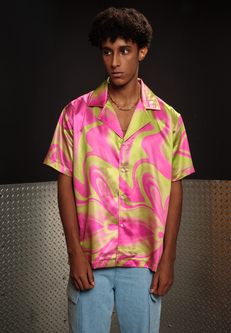 OCWA X POLKA TRIPPY PINK NEON GREEN SHORT SLEEVE SHIRT